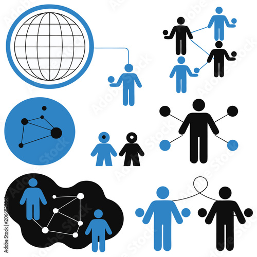 Global Human Connection and Digital Society Concept Infographic Vector Illustration