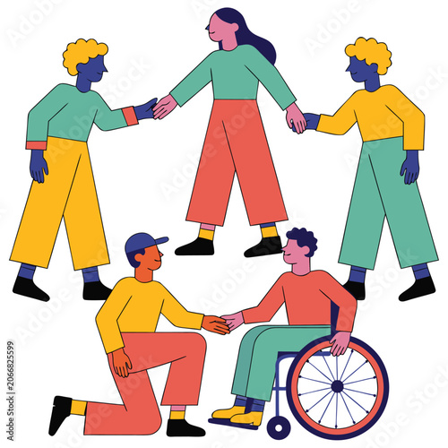 Diverse Community Circle and Equality Concept Vector Illustration for Social Awareness