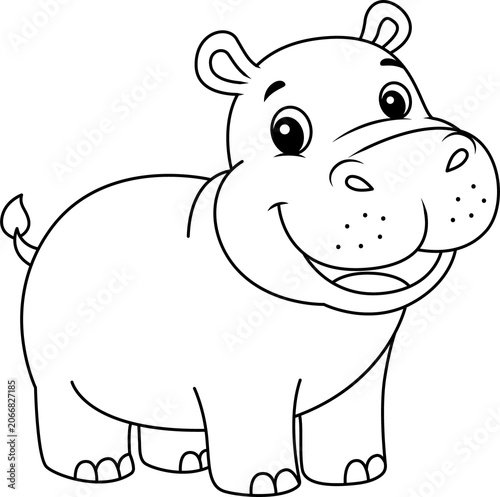 Cute hippo coloring page for kids! Perfect educational worksheet to boost creativity.