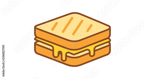 Grilled Cheese Sandwich Line minimal decorative abstract vector.eps