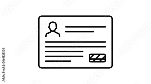 Identification Card Icon, Simple Vector Illustration of Personal ID Document