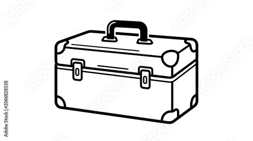 Vintage Toolbox Illustration: Retro Metal Carry Case, Hand-Drawn Style