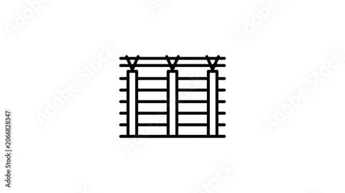Barbed Wire Fence Icon Vector Illustration - Security and Border Concept