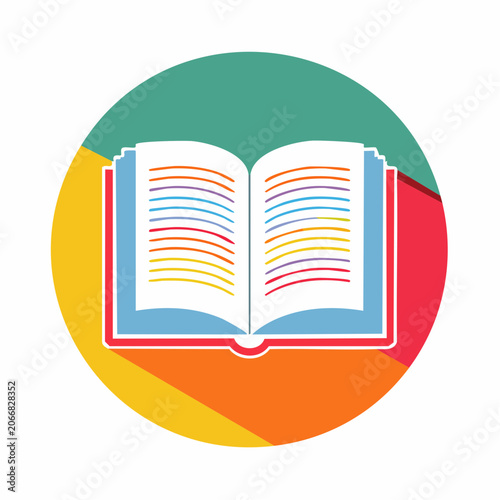 Open Book Icon with Colorful Pages