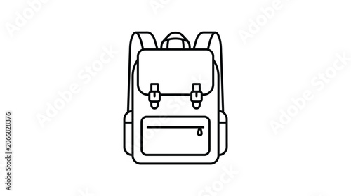 Minimalist Backpack Icon - Outline Illustration of a School Bag for Travel or Study