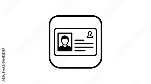 Identification Card Icon Vector Graphic, Personal ID Card Symbol with Photo and Text
