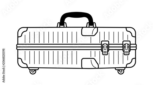 Minimalist Line Art Suitcase Icon Isolated on White Background