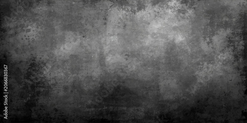 Dark grunge metal texture background with aged rough concrete wall surface, vintage dirty black and grey pattern design wallpaper backdrop