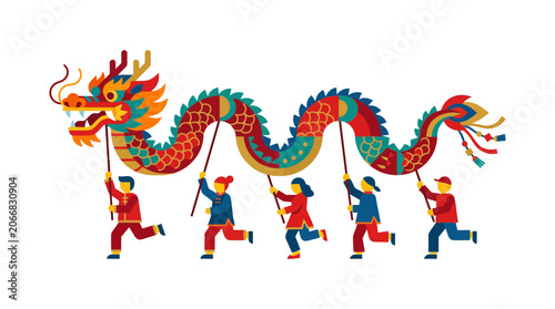 Chinese Dragon Dance Festival Celebration