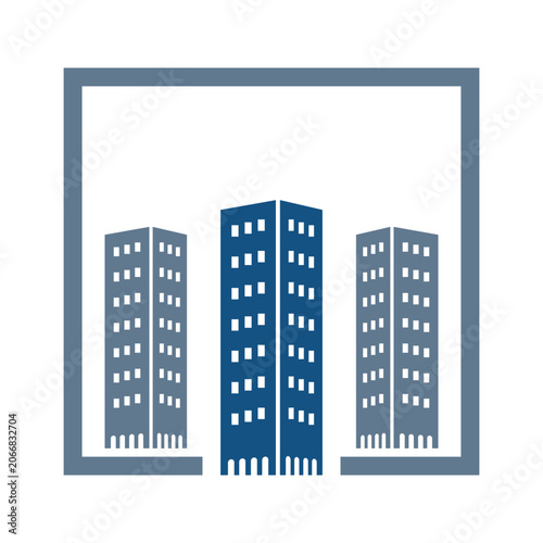 Contemporary Skyscrapers Symbol Downtown Skyline Graphic