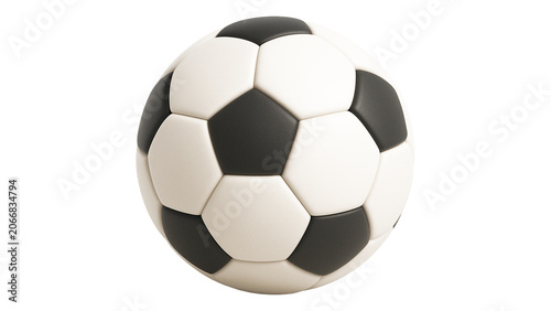 Schilderij op canvas Realistic 3D classic black and white soccer ball isolated on transparent backgro
