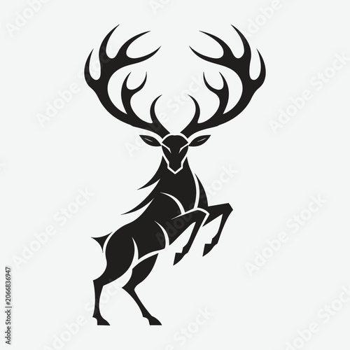 Deer Silhouette Against A White Background Minimalist Graphic Design