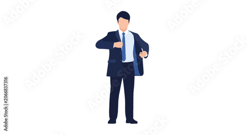 Принти на полотні Businessman adjusting blue suit jacket while standing.
