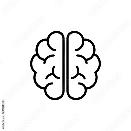 Divided Brain silhouette icon vector illustration on white background.