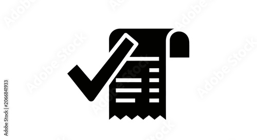 Approved Invoice Icon: Check Mark and Receipt Symbol for Financial Approval