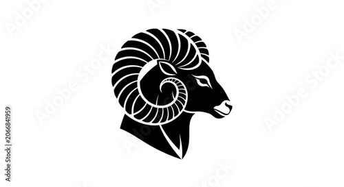 Aries Zodiac Symbol Silhouette - Ram Head Icon