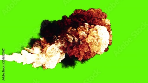 Flamethrower Fire on a Green Screen Background, 3d Animation. 4K