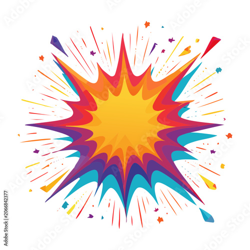 Colorful explosion with confetti and burst effect