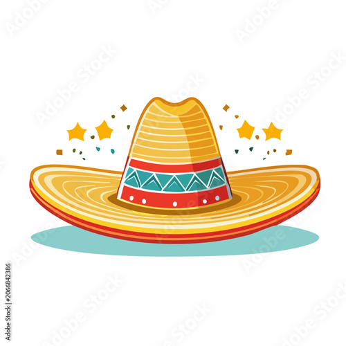 Colorful Sombrero with Confetti and Stars