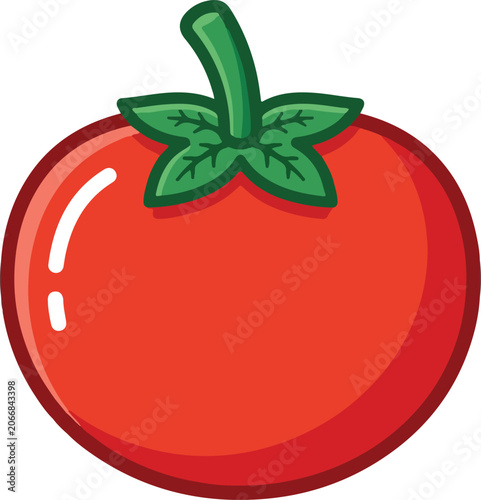 Fresh red tomato vector icon isolated on white background.