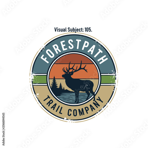 Forestpath Trail Company vintage deer emblem logo design.