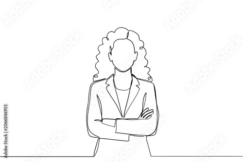 Woman In Business Suit One Line Drawing On White Background