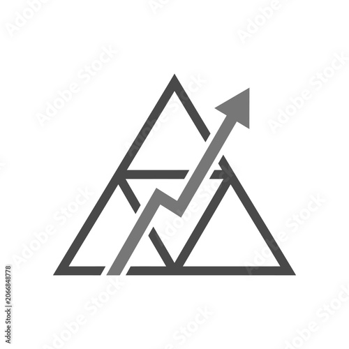 Abstract triangle split by zigzag progress arrow.