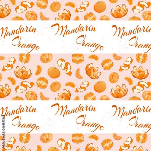 Foto Pattern with tangerines and texts