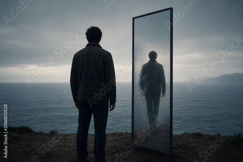 Reflection Walking Away From Lonely Figure