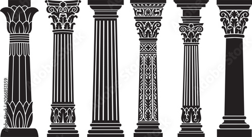 Schilderij op canvas Ancient Classical Greek Roman Pillar Vector Elements