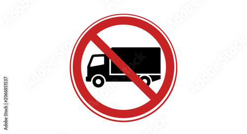 No Trucks Allowed Sign Icon | Forbidden Truck Symbol | Vector Illustration