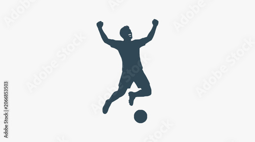 Silhouette of a person celebrating success in victory pose.