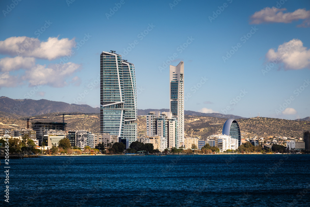 Obraz premium Modern skyline of Limassol Cyprus viewed from the sea
