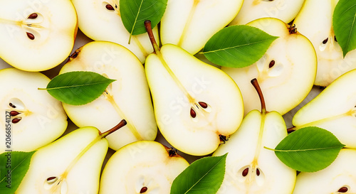 Fresh Pear as background. Close up, top view, high resolution product. Harvest Concept