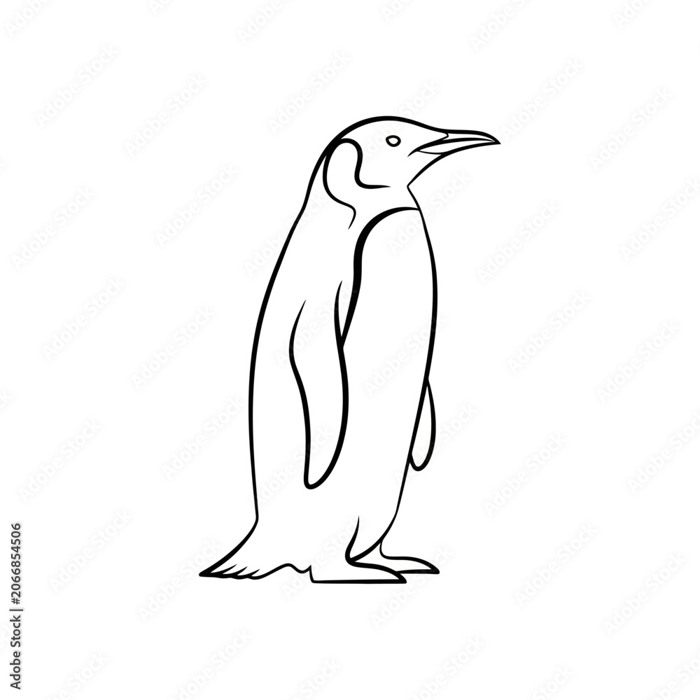Obraz premium Continuous line drawing of a penguin standing upright representing nature and wildlife conservation themes for educational materials and children books showing the creature in a side profile
