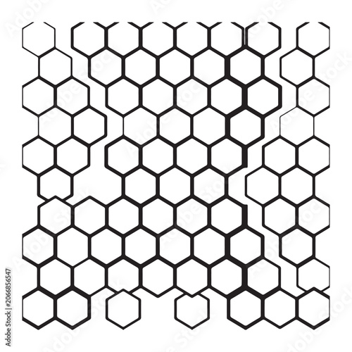Abstract monochrome pattern featuring geometric hexagonal shapes connected in a modern seamless structure suitable for digital design backgrounds and artistic wallpaper illustrations