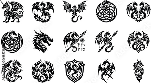 Silhouette dragon tattoo designs and symbols celtic knots mythical creatures fantasy art