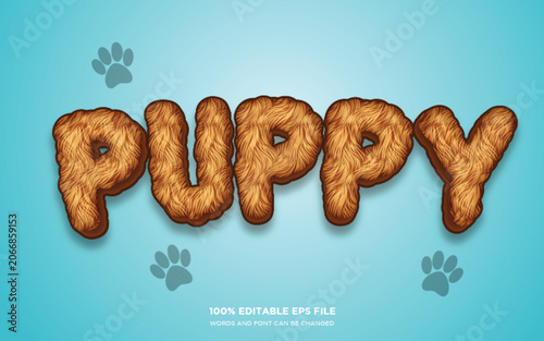 Obraz na plátně Puppy 3D editable text style effect