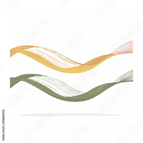 Abstract wavy lines in yellow and green on white background