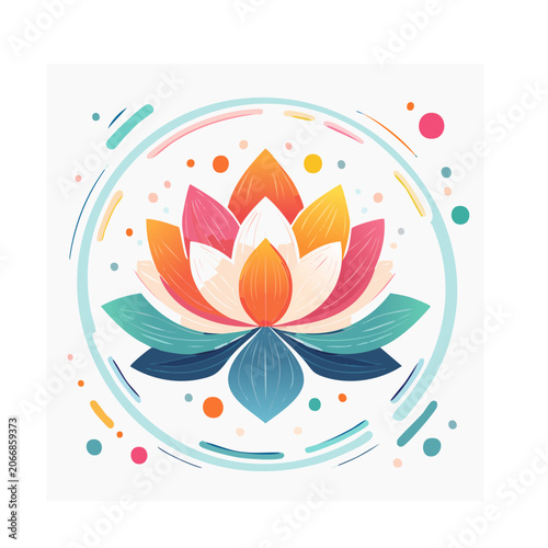 Colorful Lotus Flower Illustration