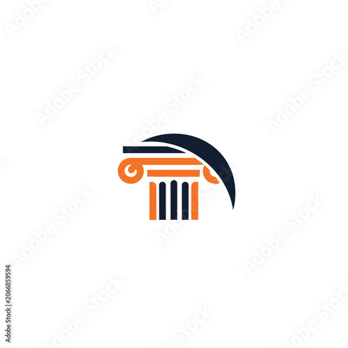 Classic ionic column head logo with arch detail.
