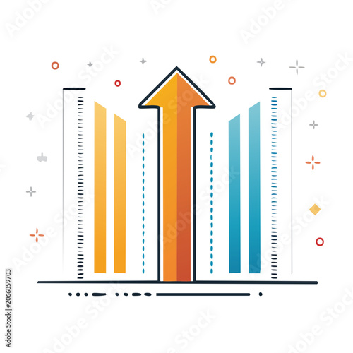 Growth chart with upward arrow and bars