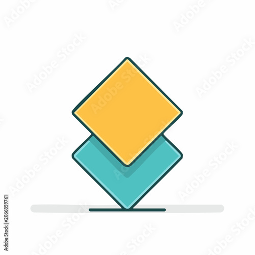 Stacked Diamond Shapes with Yellow and Teal Colors