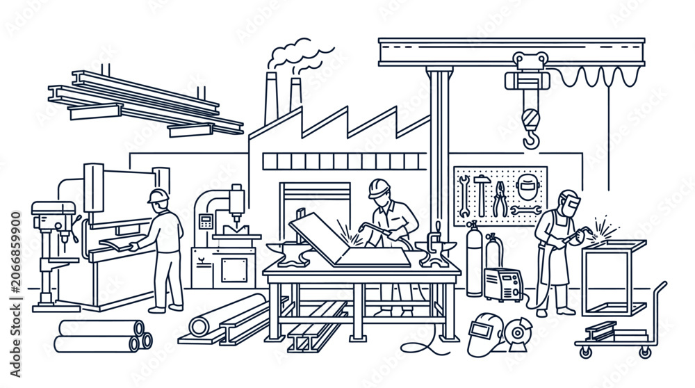 Obraz premium Industrial Workshop Scene