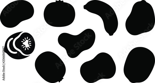 Fotografía Black olives and one cut open with a sun inside