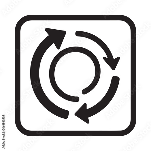 Black and White Circular Rotation Arrow Icon for Web Design Interface