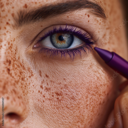 lose up of female eyeliner purple
