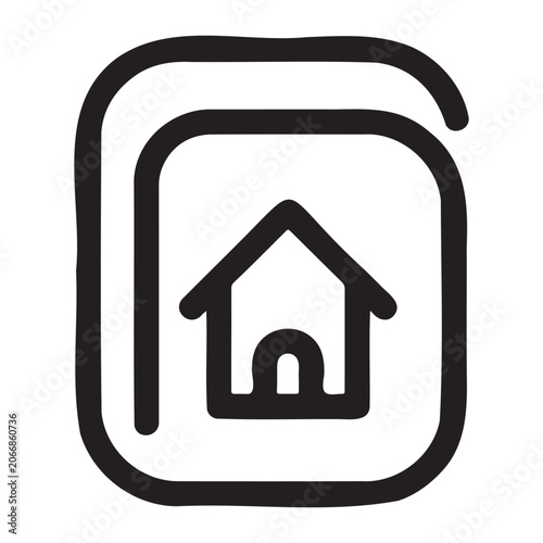 Hand Drawn House Icon Representing Real Estate or Residential Living