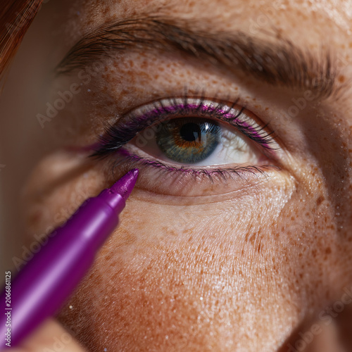 close up of female eyeliner purple