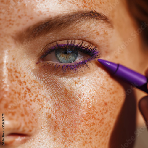 close up of female eyeliner purple